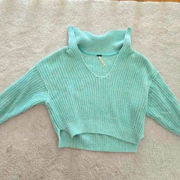 Free People Sweaters - Free people turquoise cotton sweater XS